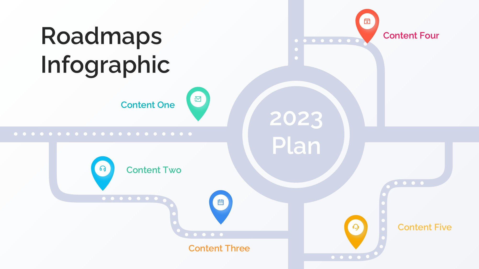 路线道路信息图示PPT模板