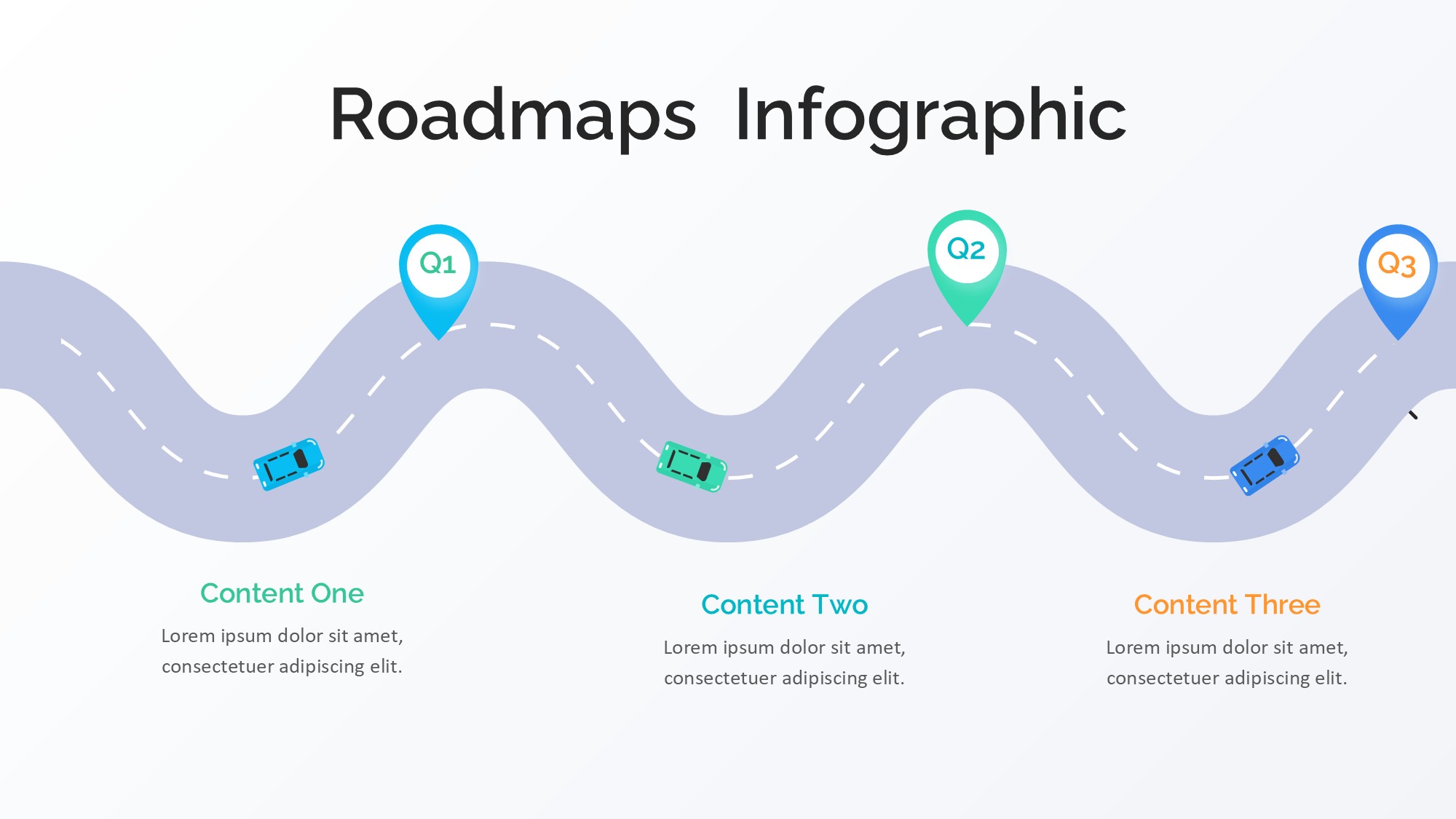 路线道路信息图示PPT模板