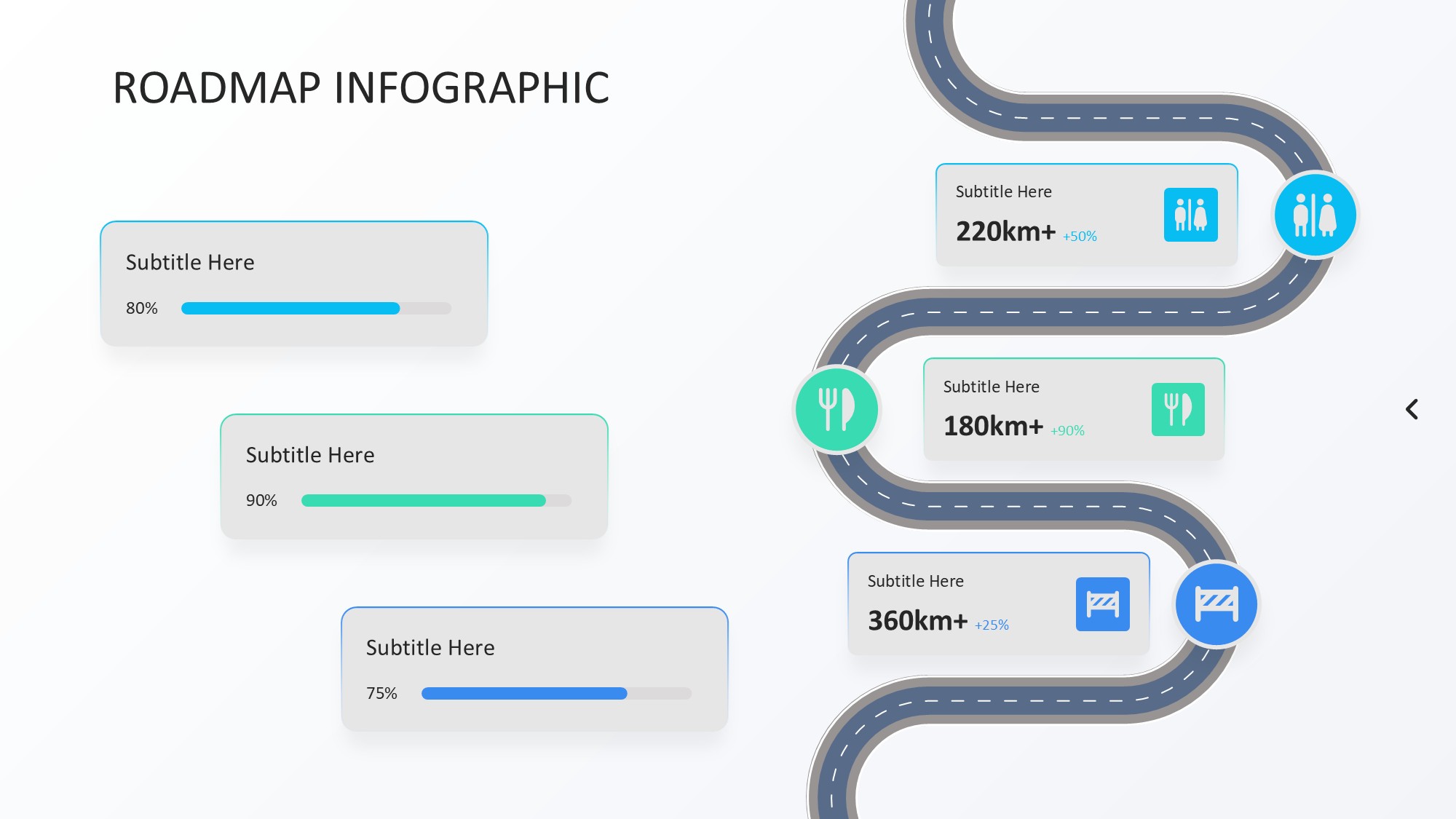 路线道路信息图示PPT模板