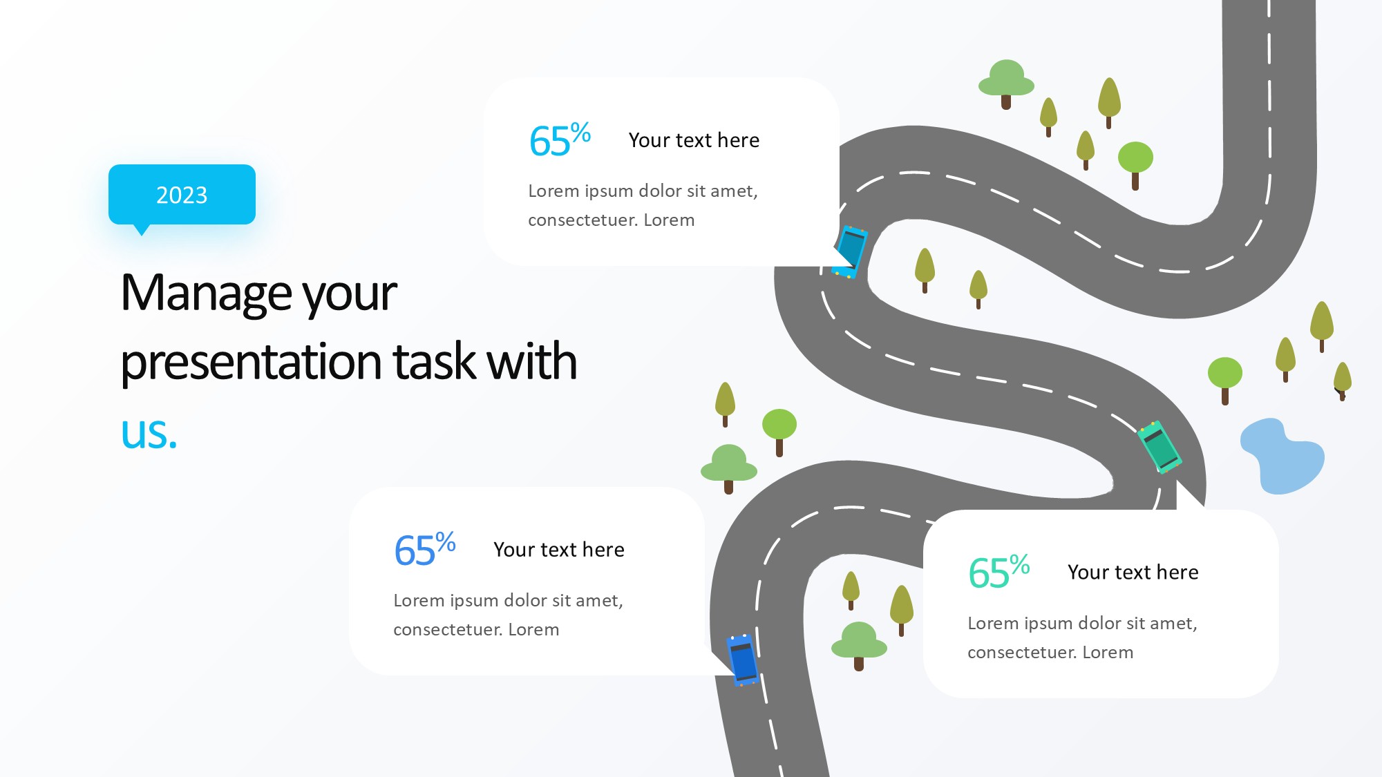 路线道路信息图示PPT模板