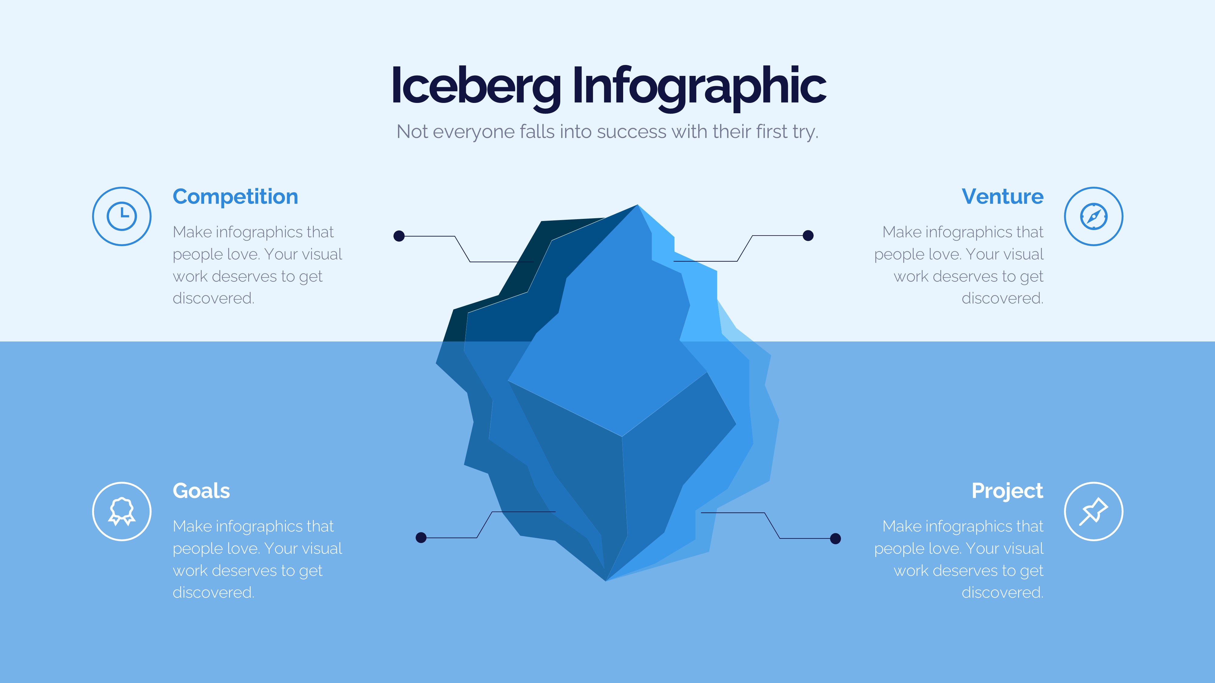 冰山雪山信息图示PPT模板