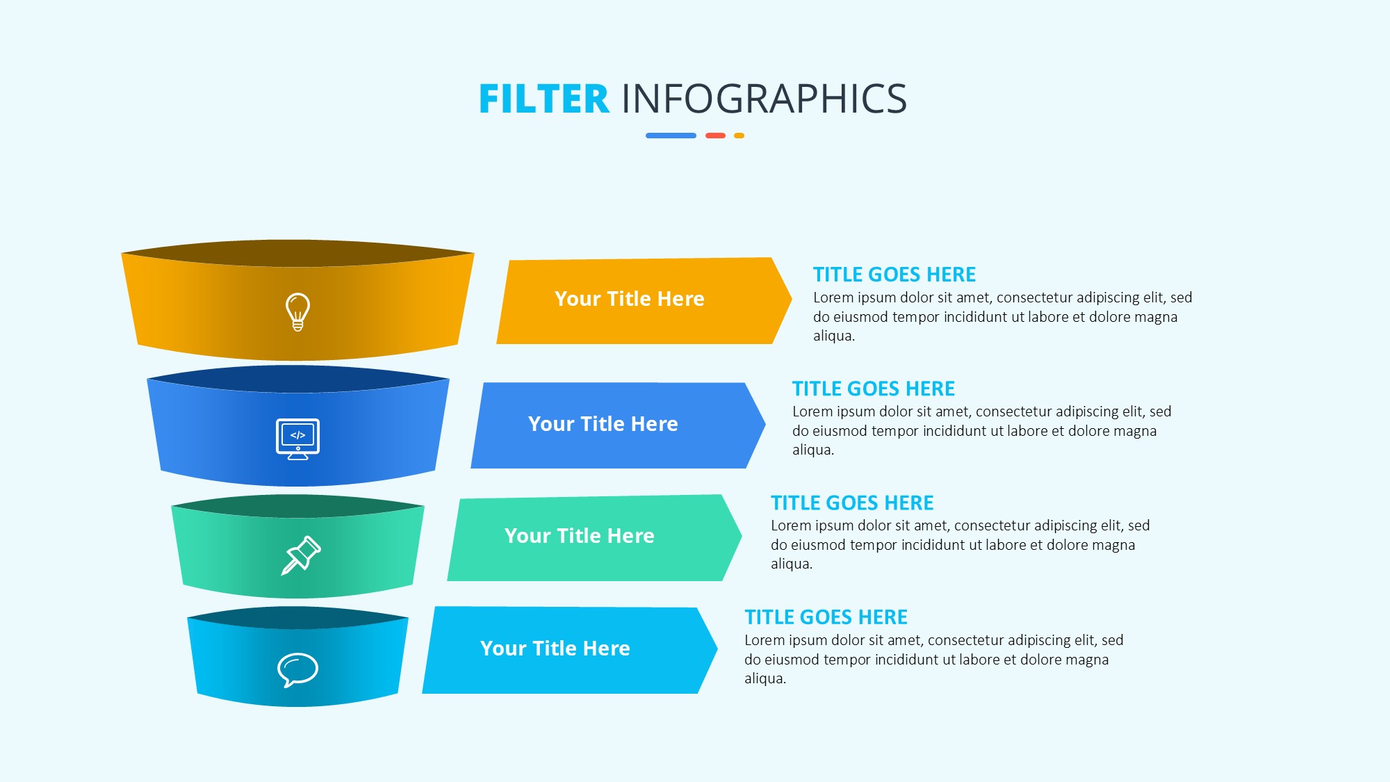 锥形漏斗过滤信息图示PPT模板