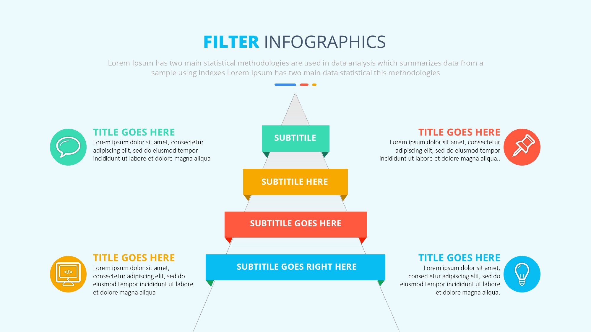 锥形漏斗过滤信息图示PPT模板