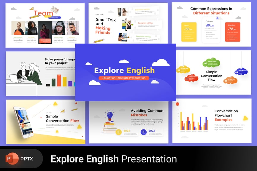 探索英语教育PPT模板 (PPTX)