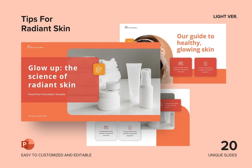 美容行业让皮肤容光焕发的秘诀 PPT模板 (PPTX)