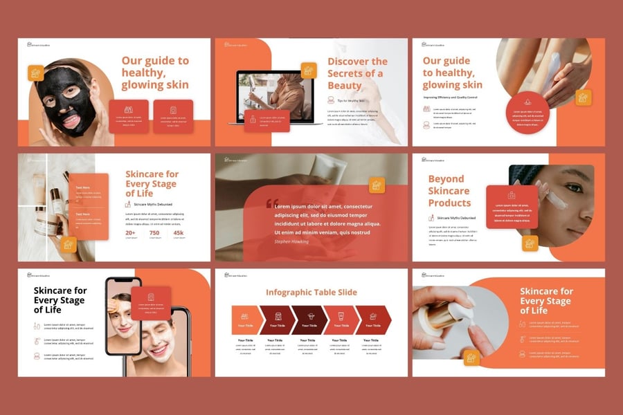 美容行业让皮肤容光焕发的秘诀 PPT模板 (PPTX)