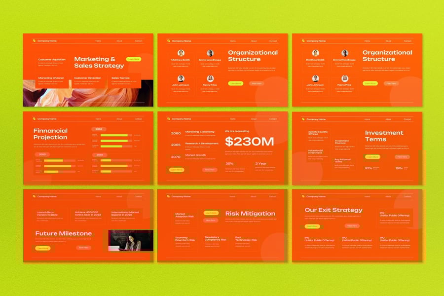 橙色极简商业投资PPT模板 (PPT,PPTX)