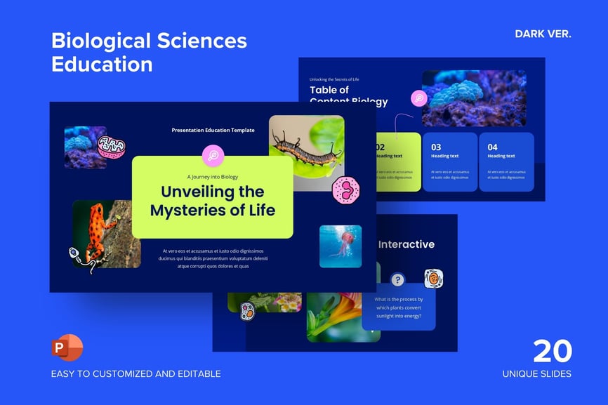 生物科学教育黑暗版- PPT模板 (PPTX)