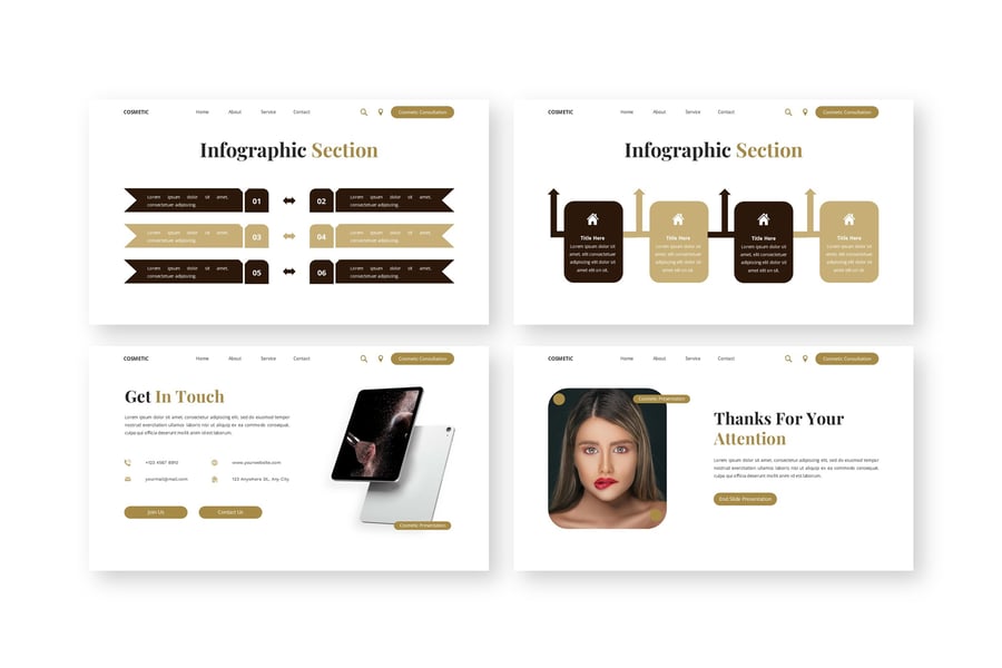 化妆品 – 美容产品PPT模板 (PPTX)