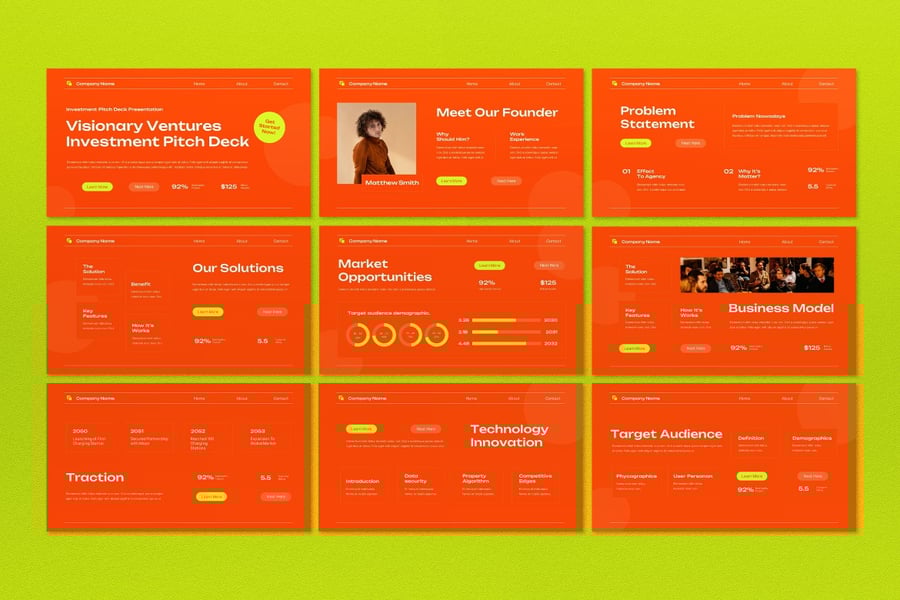 橙色极简商业投资PPT模板 (PPT,PPTX)