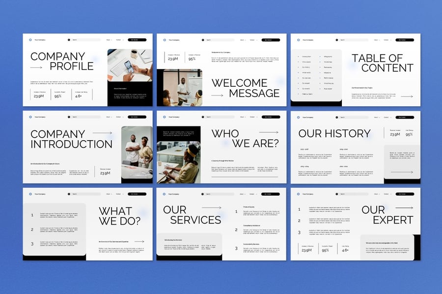 白黑渐变现代公司PPT模板 (PPT,PPTX)