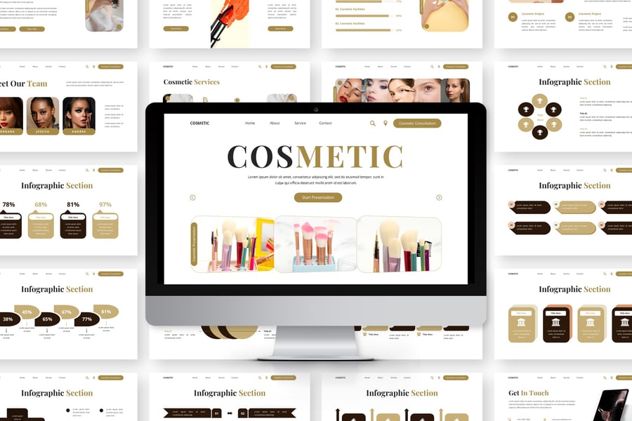 化妆品 – 美容产品PPT模板 (PPTX)