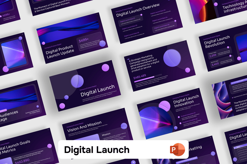 紫色渐变数字发布PPT模板 (PPTX)