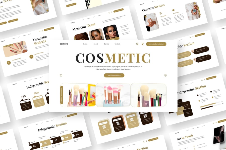 化妆品 – 美容产品PPT模板 (PPTX)