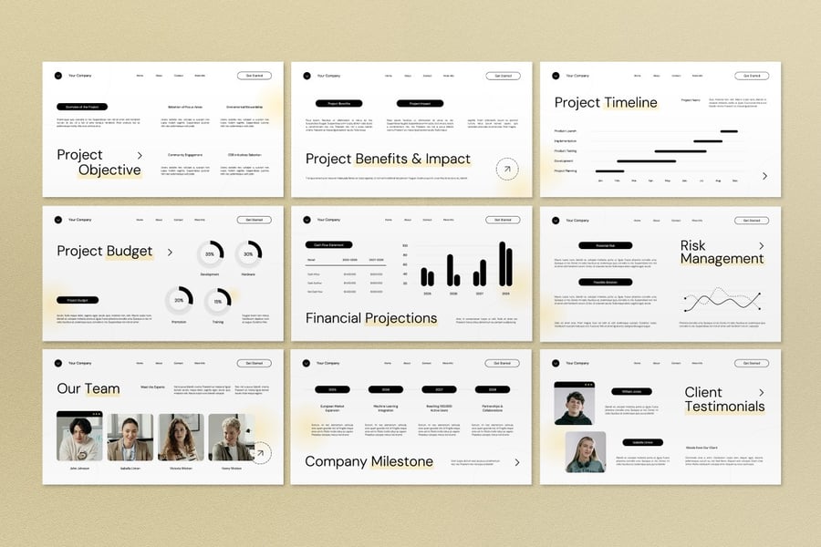 白色现代项目提案PPT模板 (PPT)