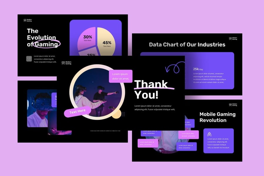 现代游戏黑暗版PPT模板 (PPTX)