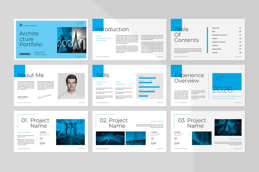 建筑作品集 PPT模板 (PPTX)