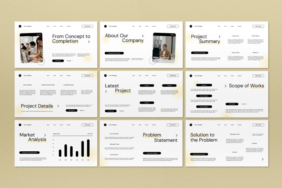 白色现代项目提案PPT模板 (PPT)