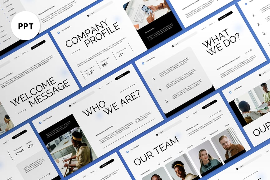 白黑渐变现代公司PPT模板 (PPT,PPTX)