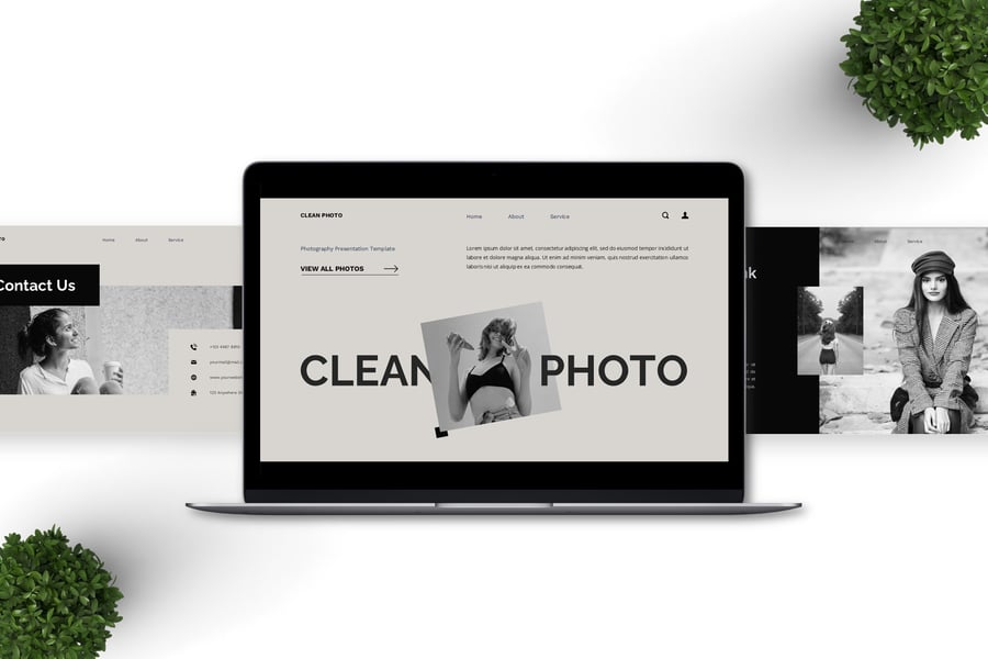 干净的照片 – 摄影PPT模板 (PPTX)