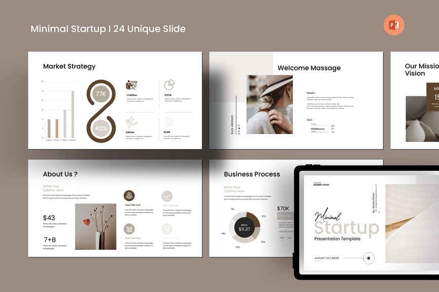 极简主义启动演示PPT模板 (PPTX)