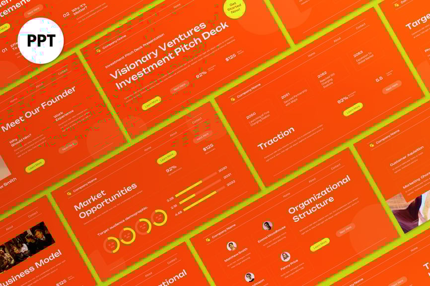 橙色极简商业投资PPT模板 (PPT,PPTX)