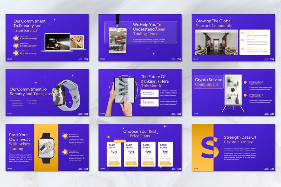 加密货币 Powerpoint 模板 (PPTX)