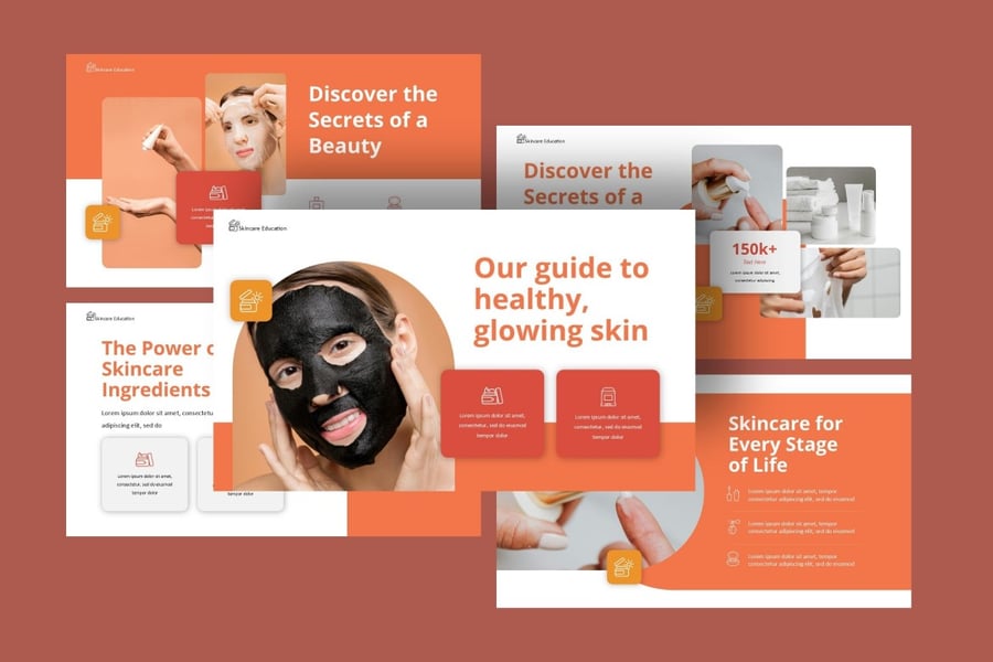 美容行业让皮肤容光焕发的秘诀 PPT模板 (PPTX)