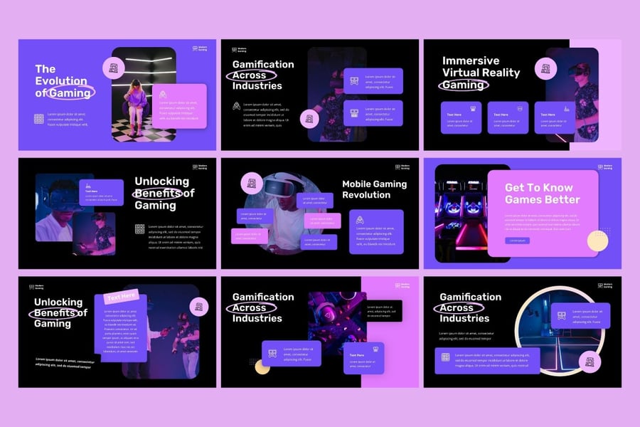 现代游戏黑暗版PPT模板 (PPTX)