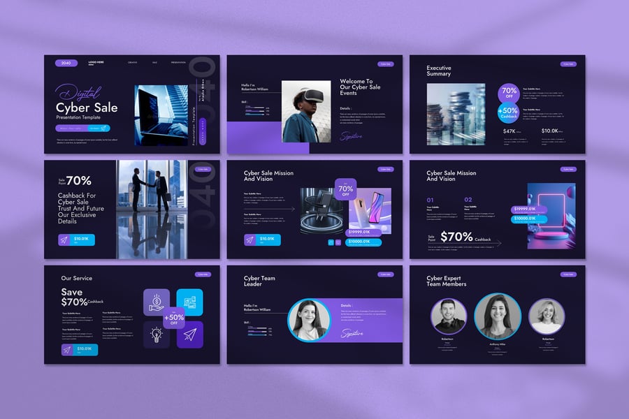 数字网络销售PPT模板 (PPTX)