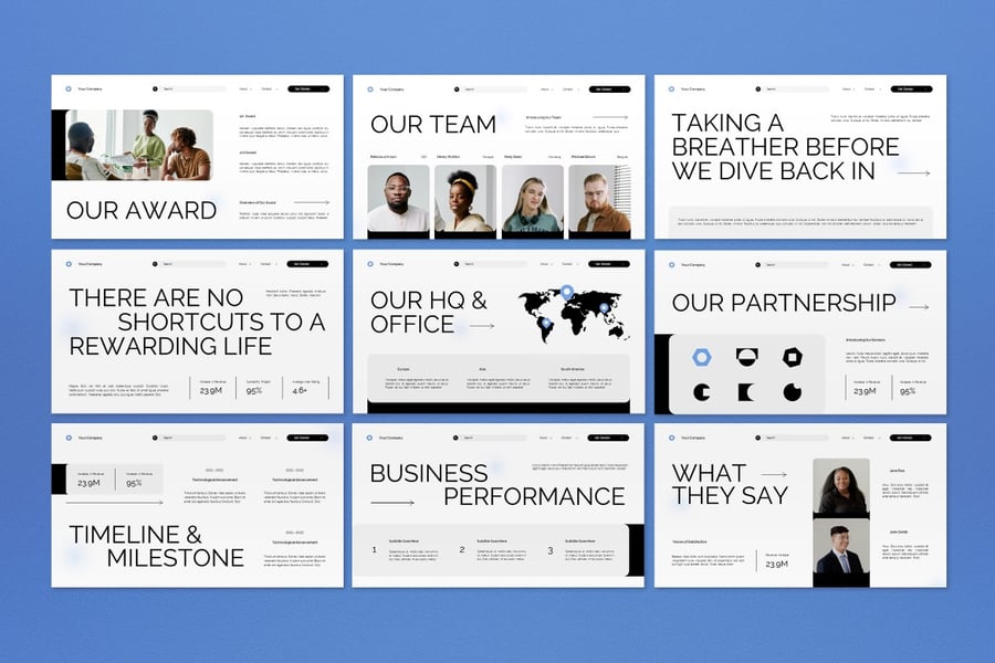 白黑渐变现代公司PPT模板 (PPT,PPTX)