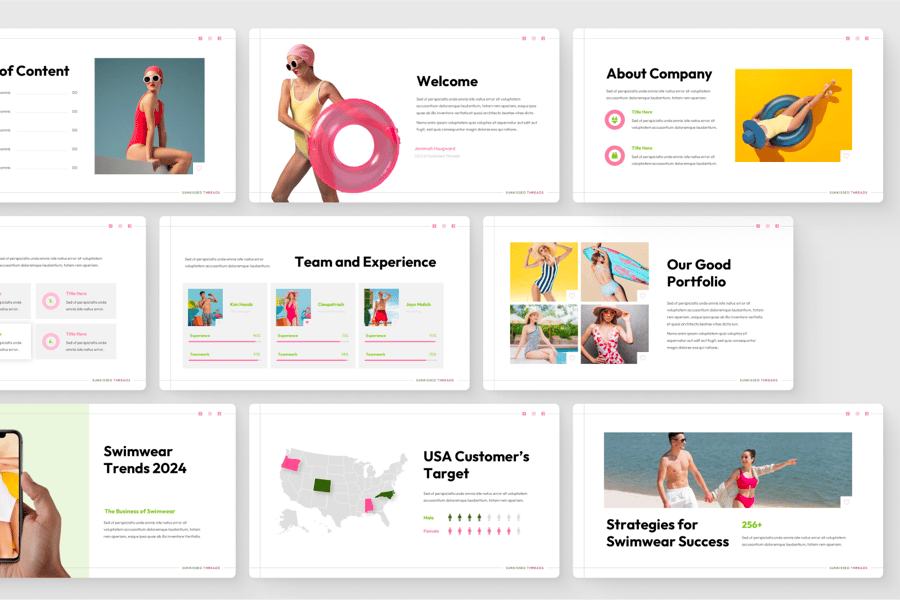 Pitch Deck 泳装 PPT模板 (PPTX)