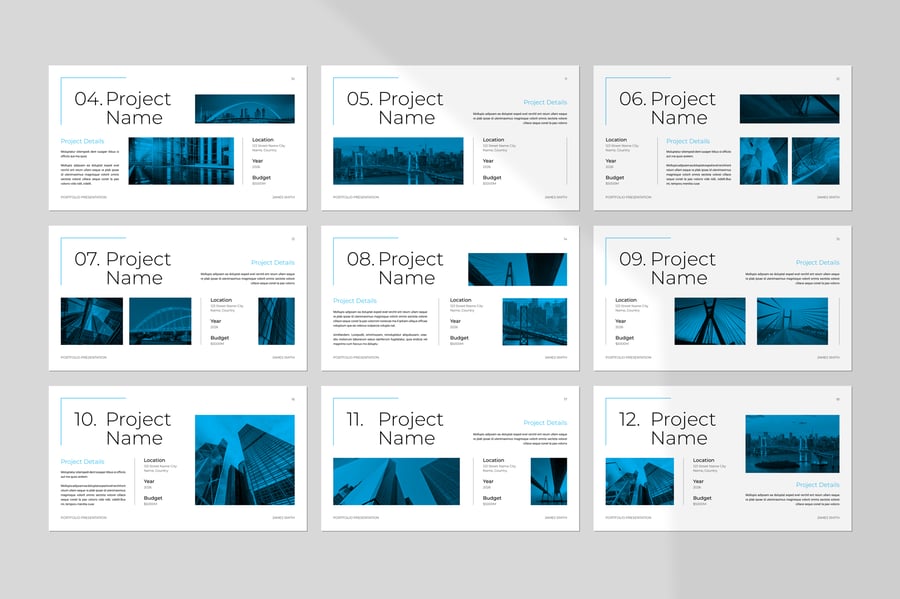 建筑作品集 PPT模板 (PPTX)