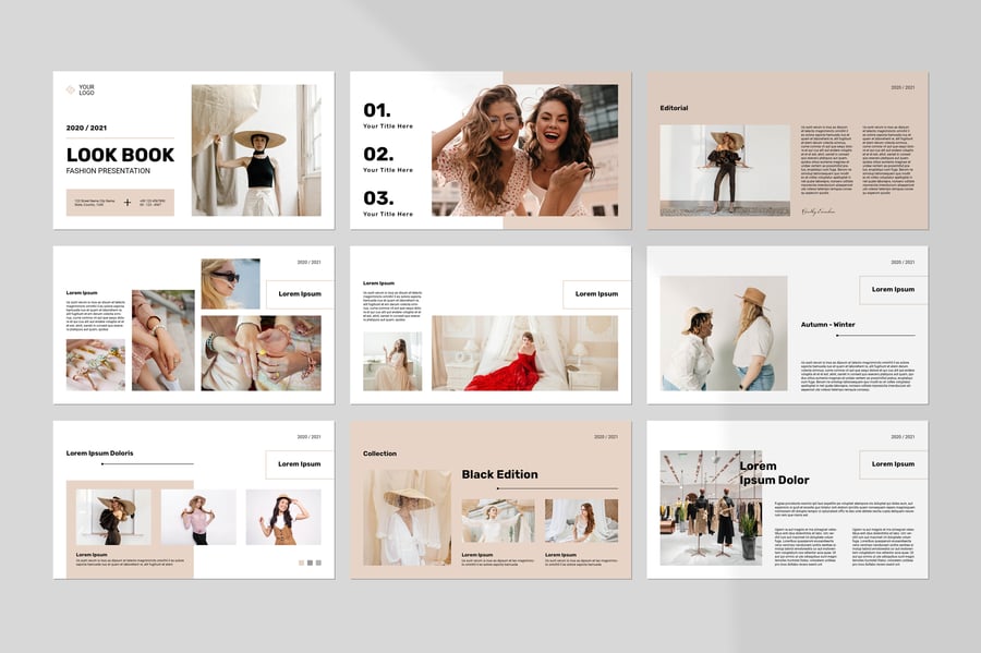 简约裸色时尚PPT模板 (PPTX)