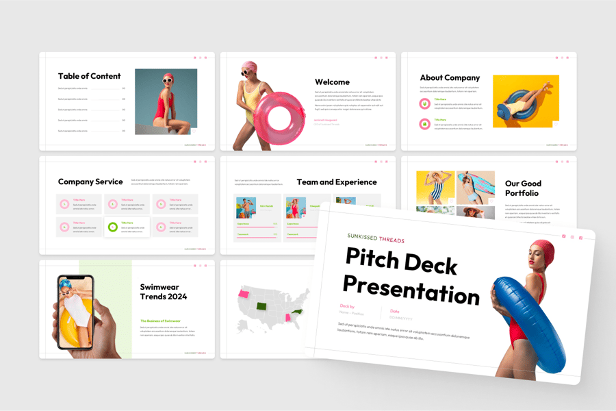 Pitch Deck 泳装 PPT模板 (PPTX)