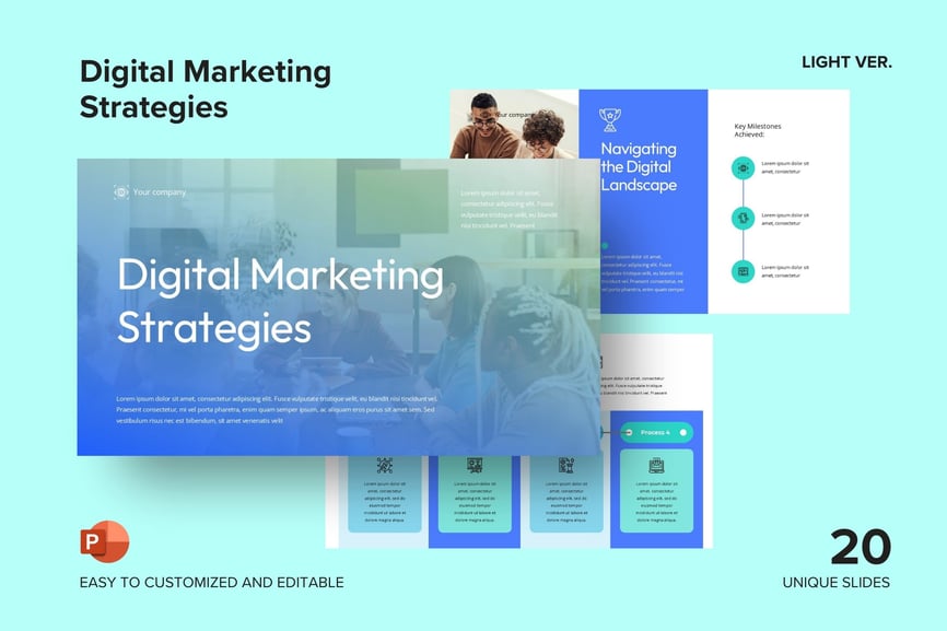 数字营销策略PPT模板 (PPTX)