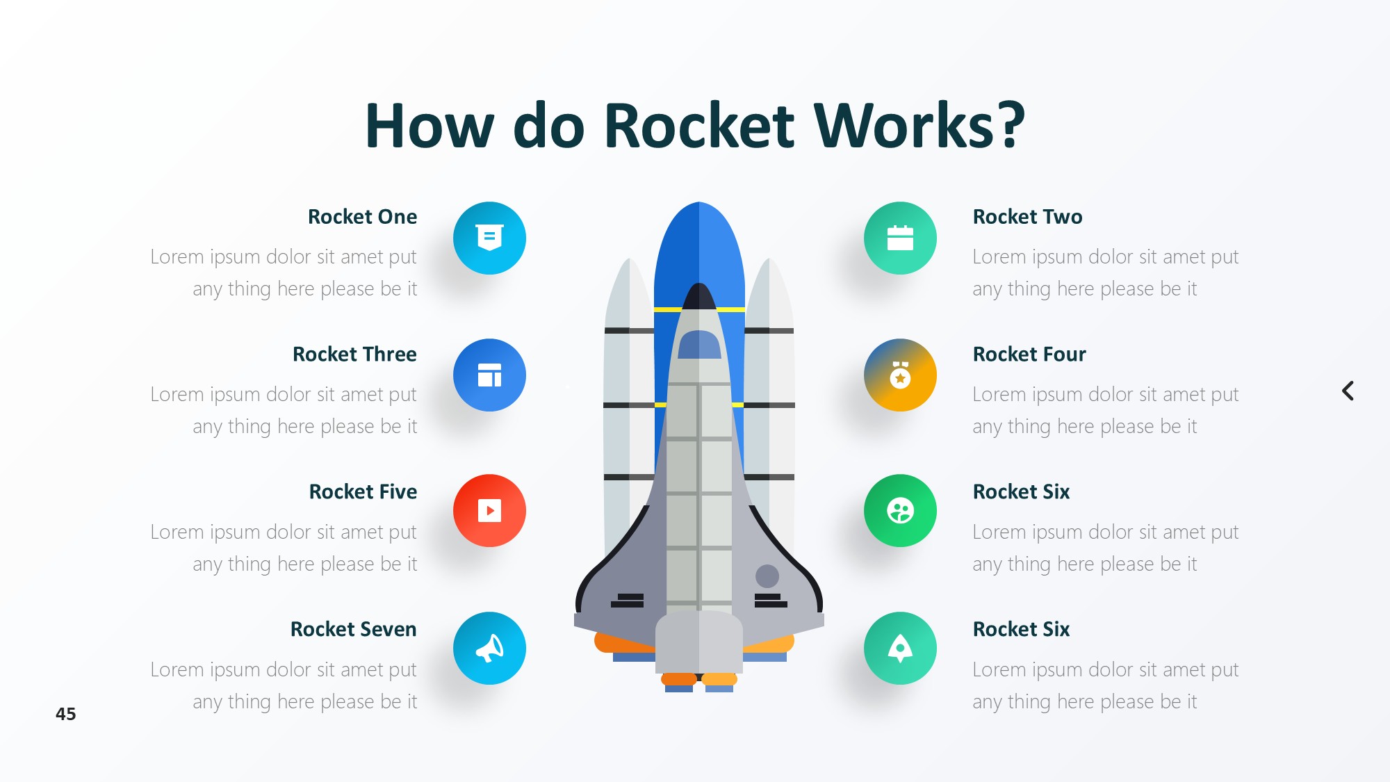 火箭图形信息图示PPT模板