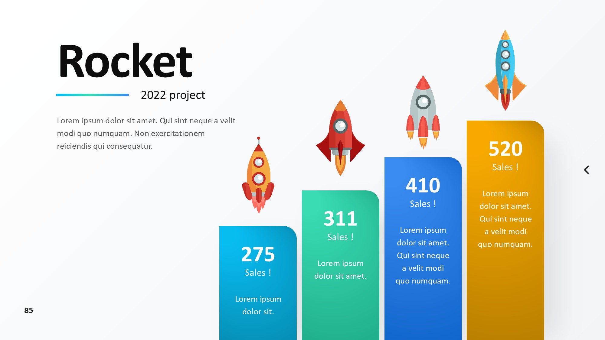 火箭图形信息图示PPT模板