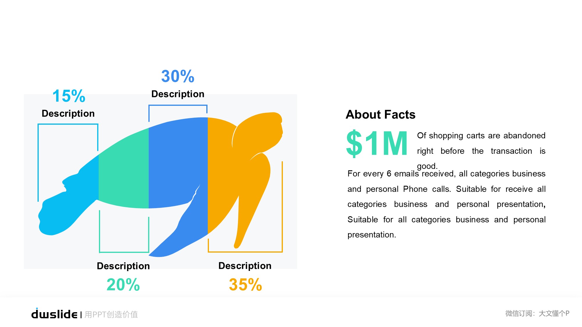 鱼骨图形信息图示PPT模板