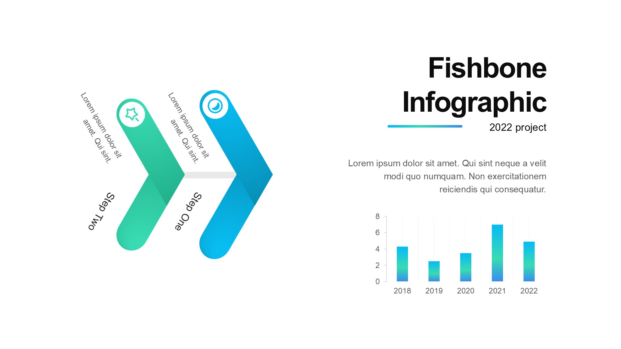 鱼骨图形信息图示PPT模板