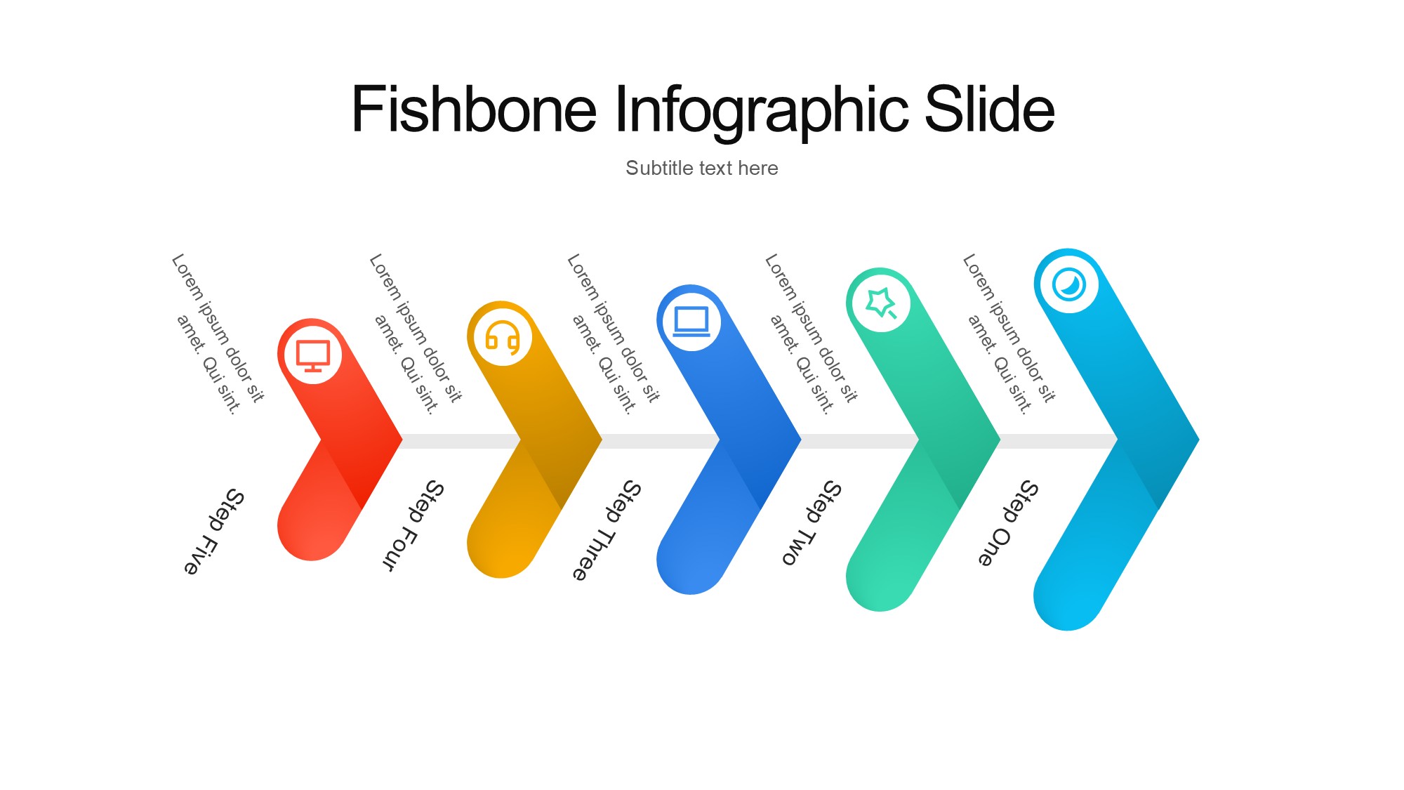 鱼骨图形信息图示PPT模板