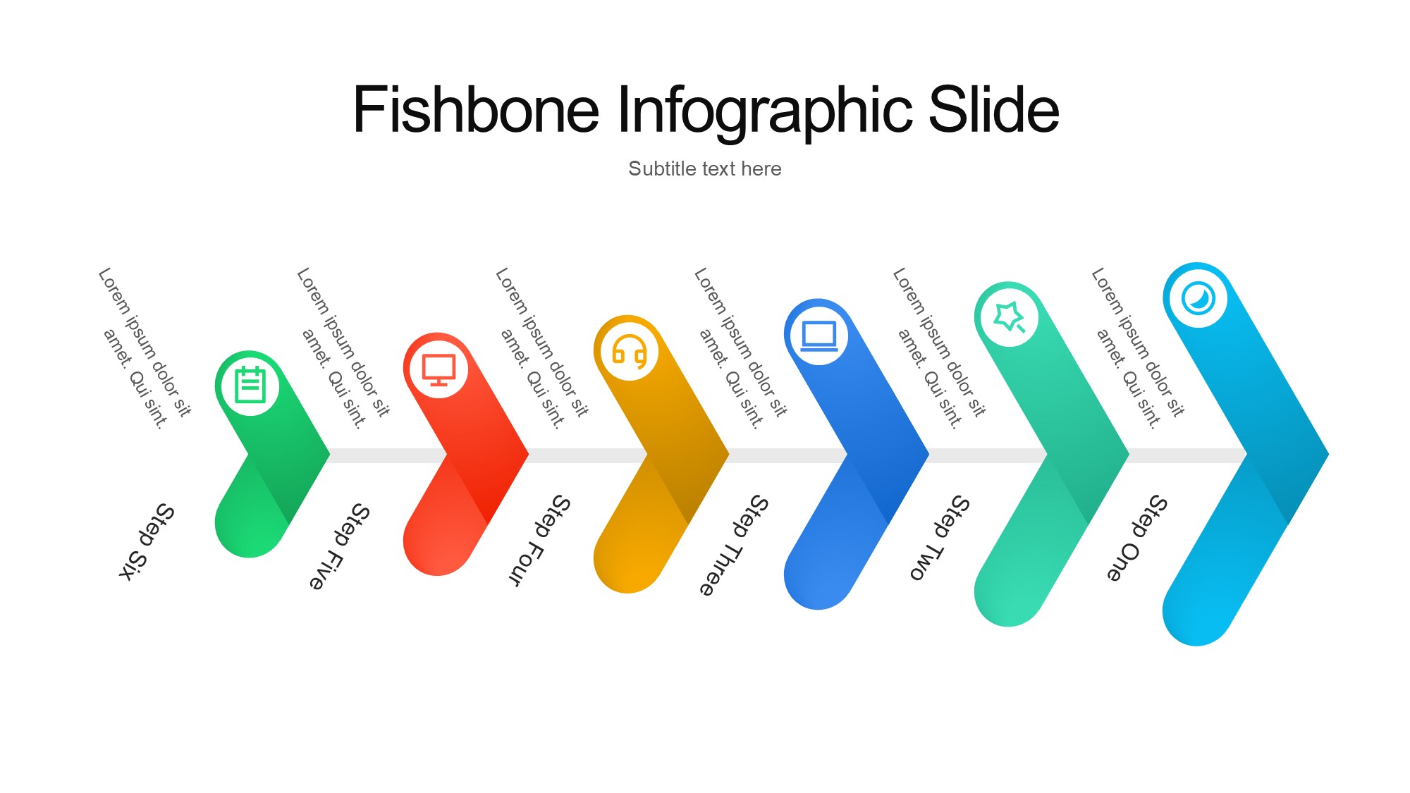 鱼骨图形信息图示PPT模板
