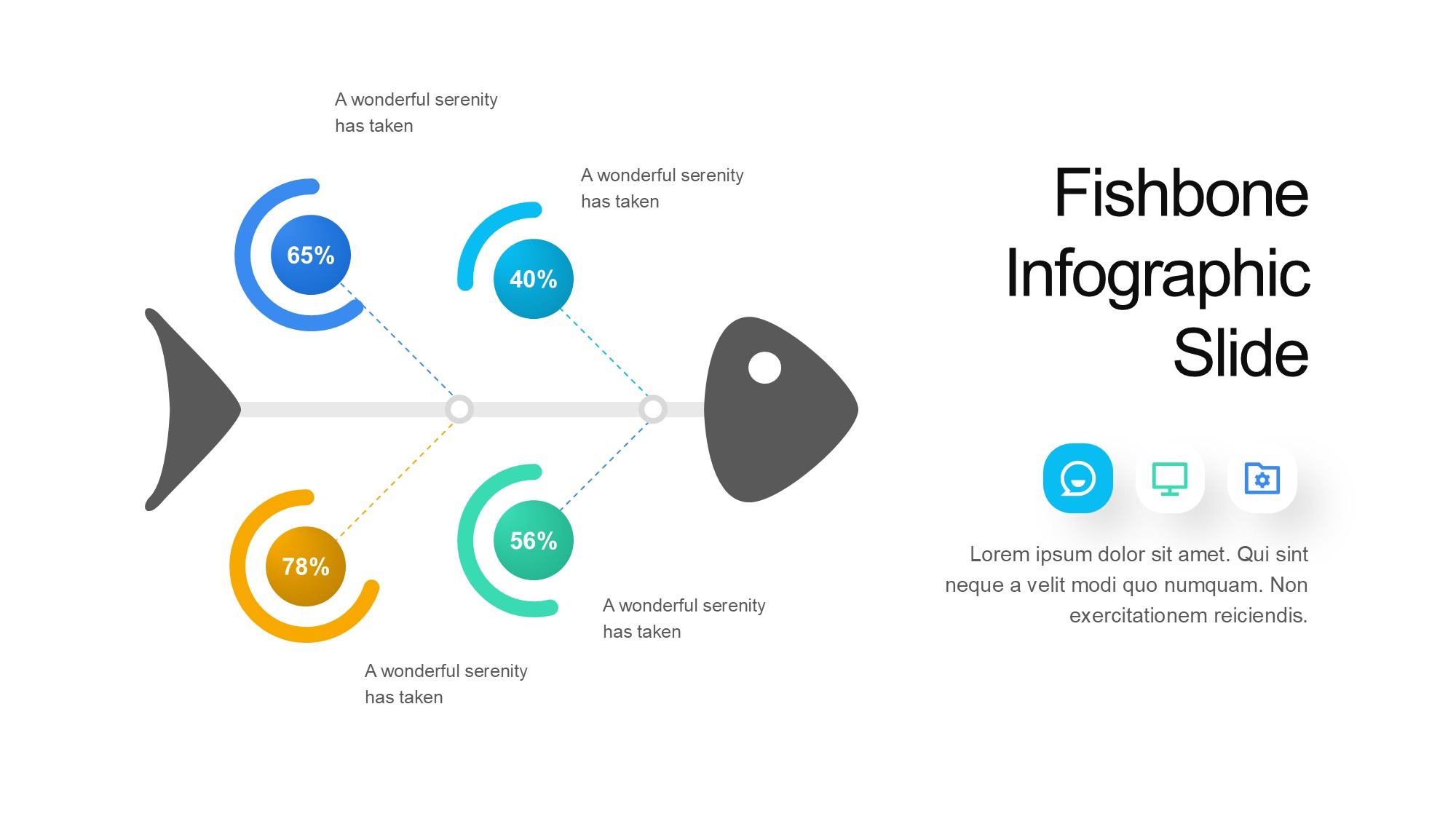鱼骨图形信息图示PPT模板