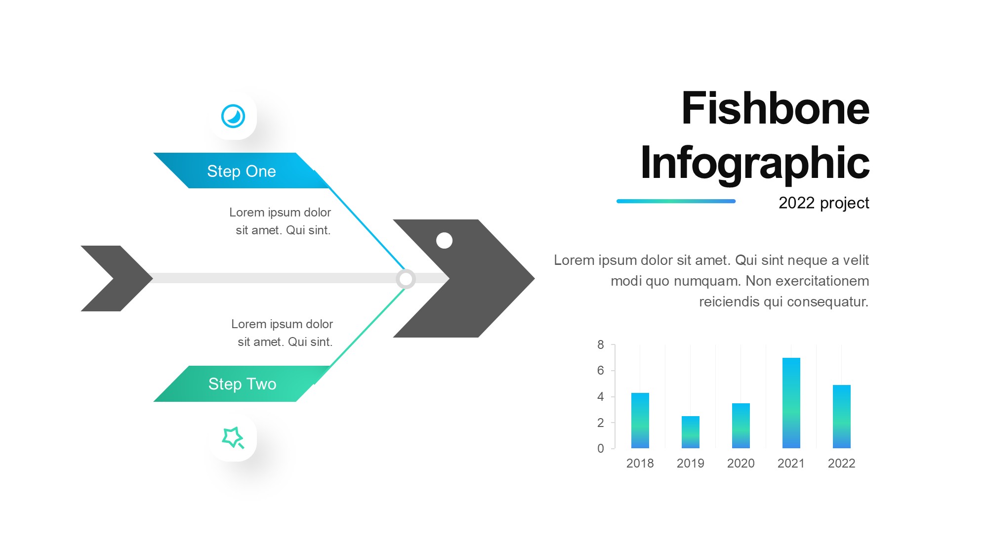 鱼骨图形信息图示PPT模板