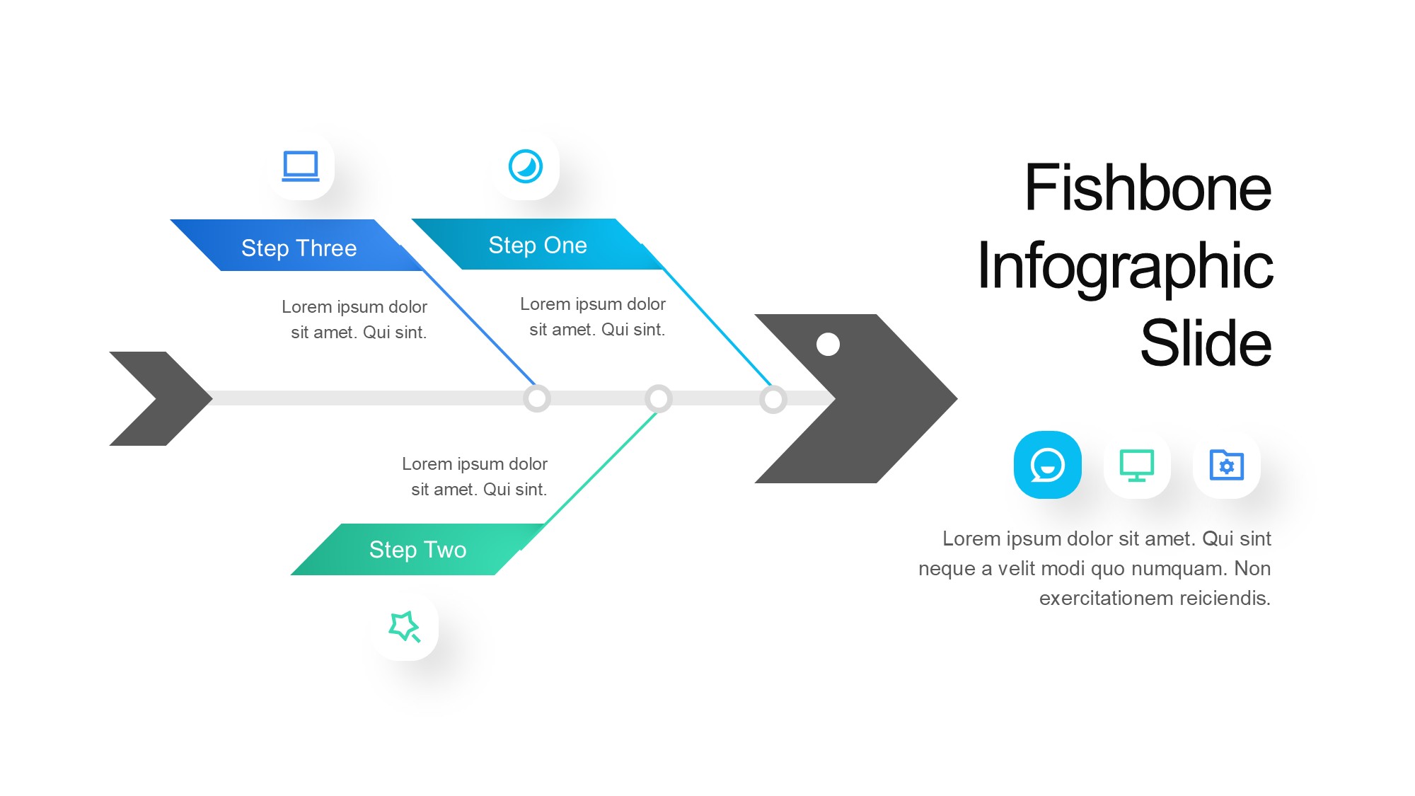 鱼骨图形信息图示PPT模板