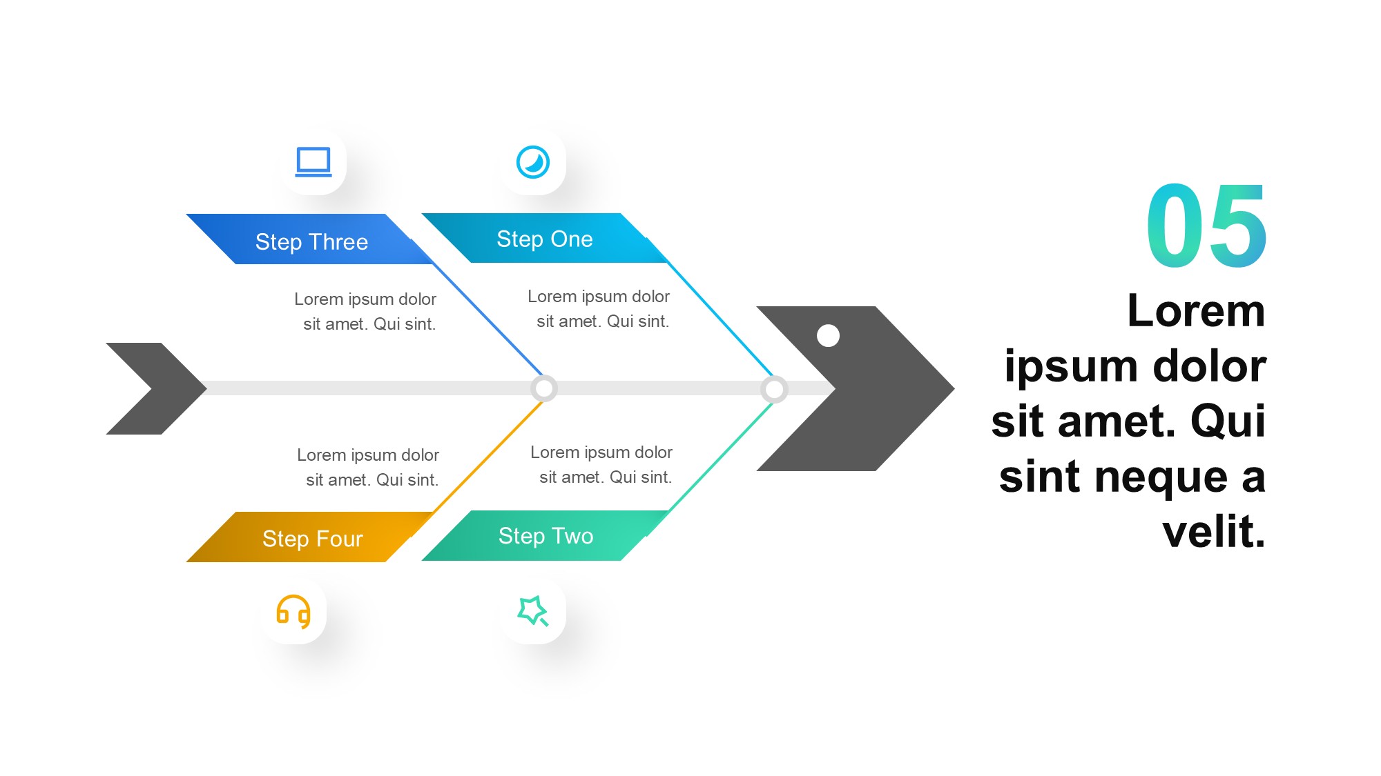 鱼骨图形信息图示PPT模板