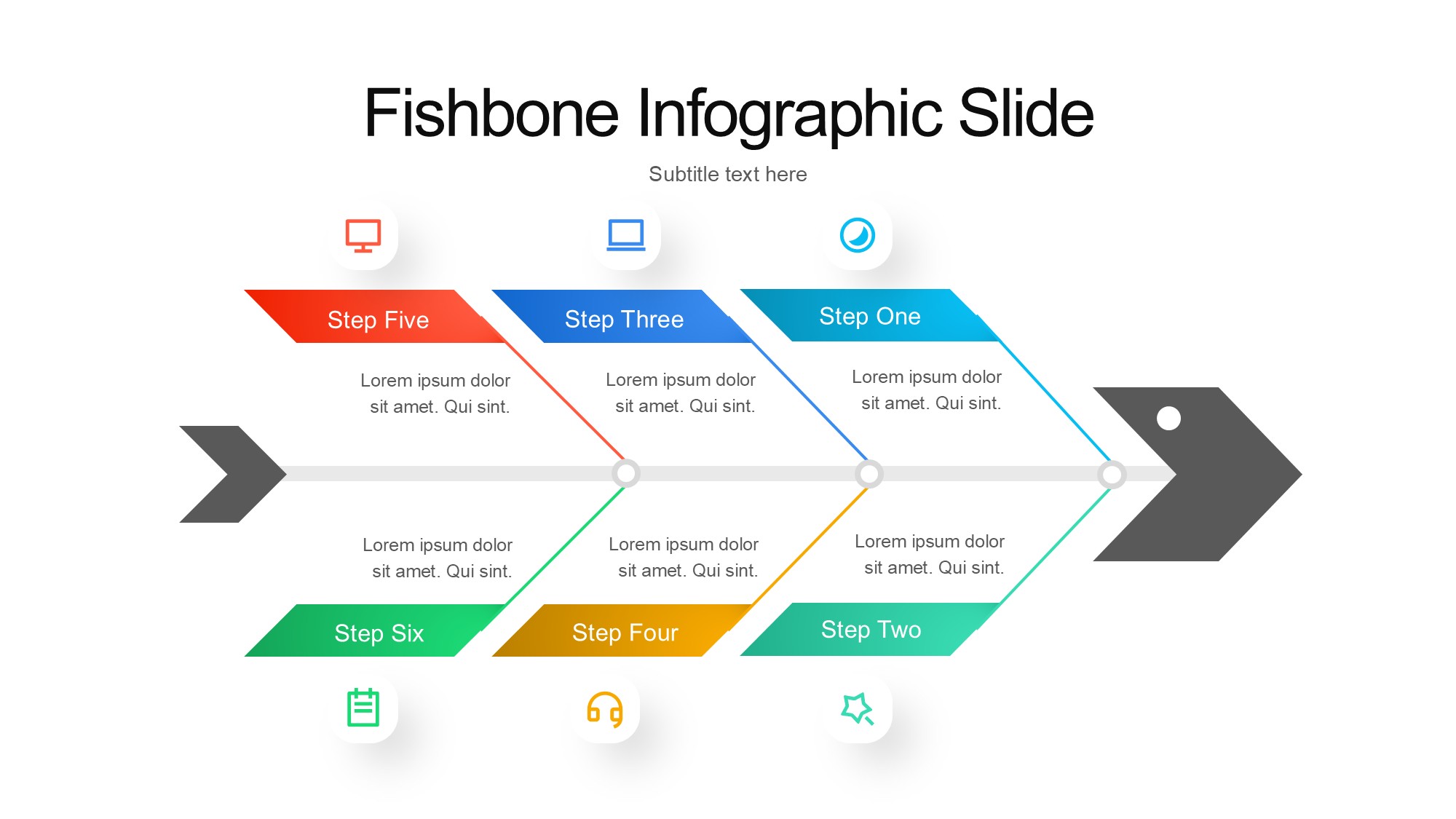 鱼骨图形信息图示PPT模板
