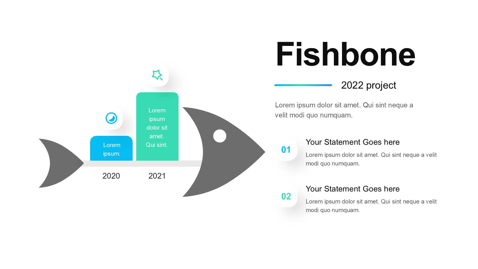 鱼骨图形信息图示PPT模板
