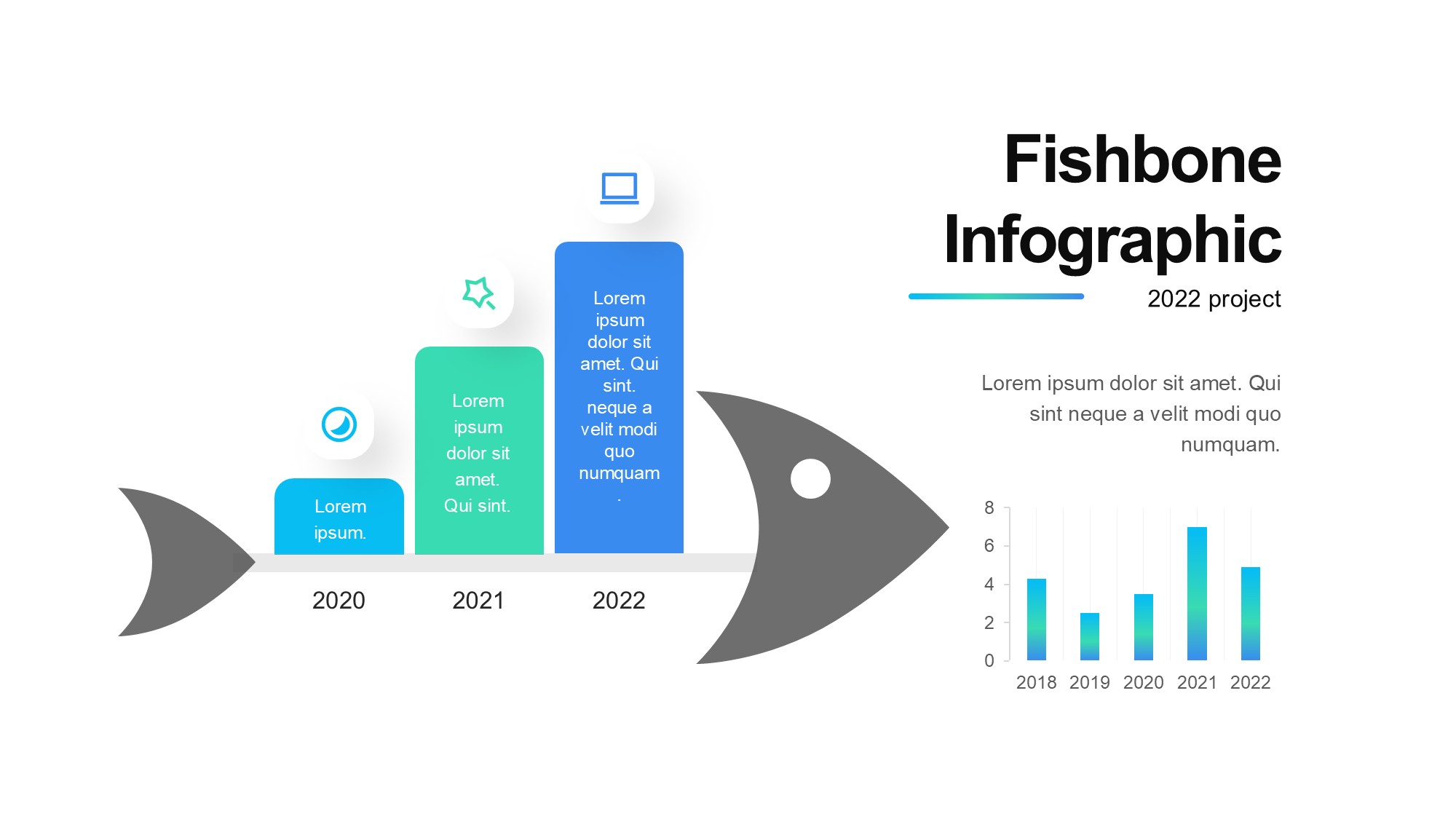 鱼骨图形信息图示PPT模板