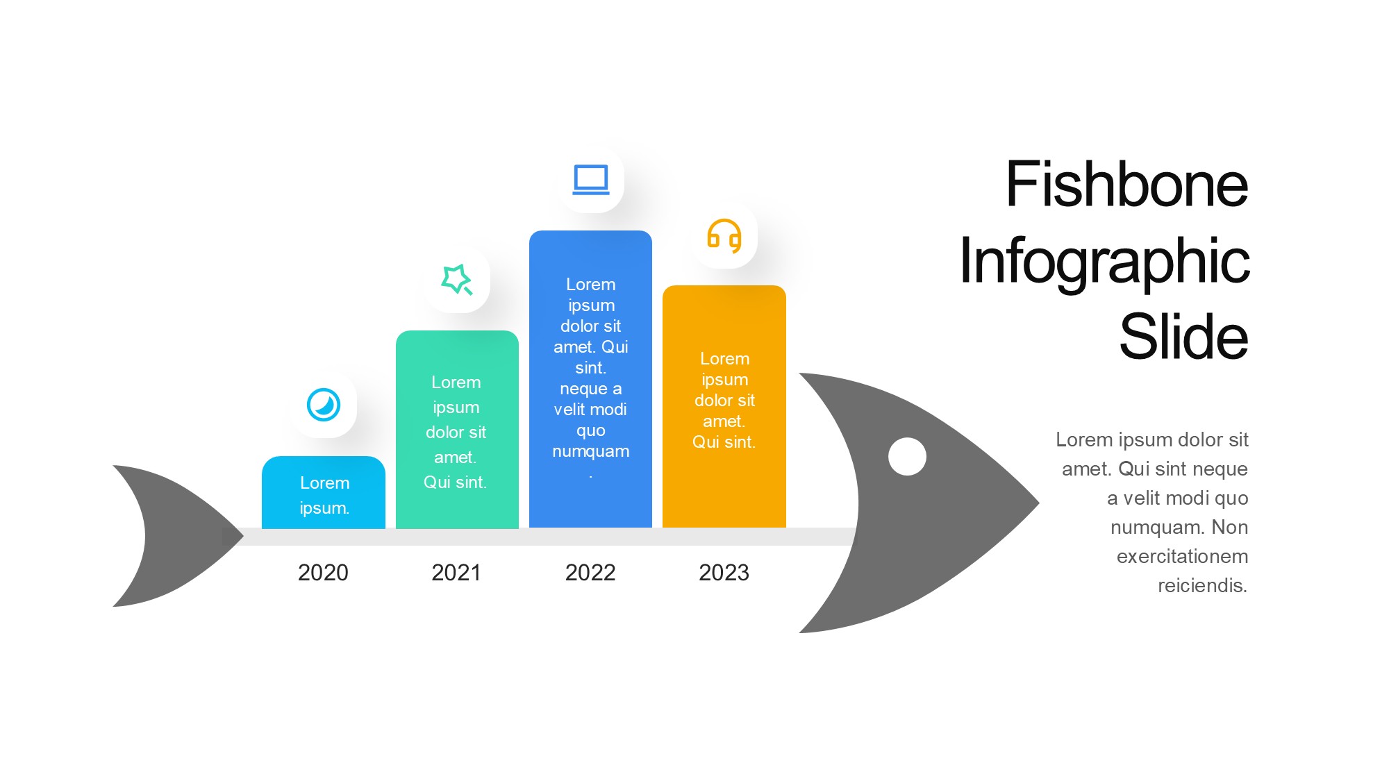 鱼骨图形信息图示PPT模板